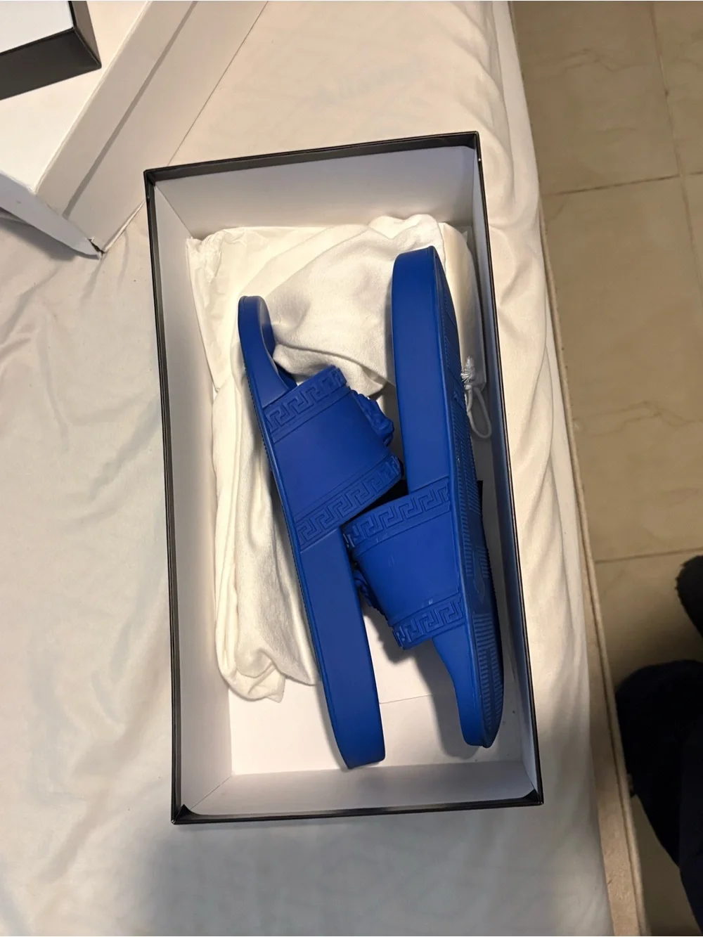 Versace Royal Blue Medusa Rubber Slide - Men's Casual Sandal